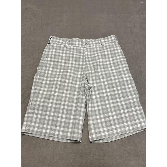 Nike Golf Shorts Mens 30 Gray White Plaid Dri-FIT Moisture Wicking Flat Front - Picture 1 of 8